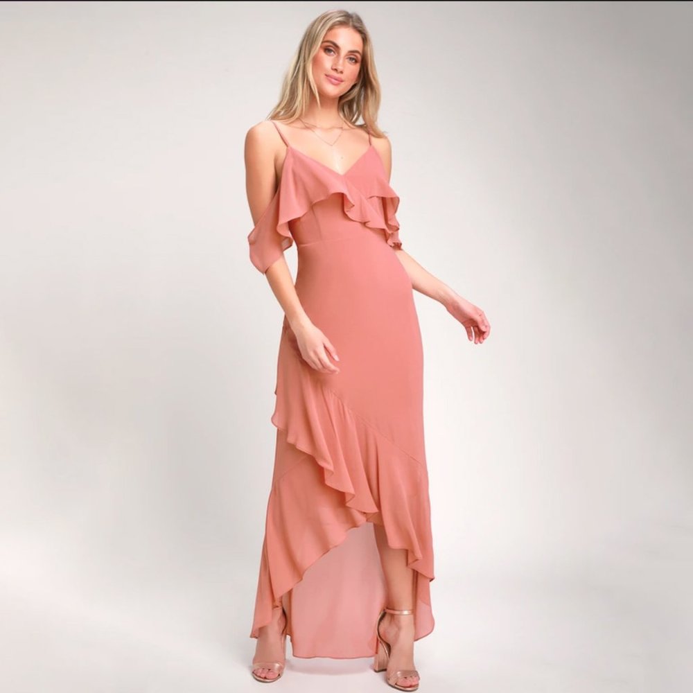 Lulu's Off the Shoulder Ruffled Maxi Dress